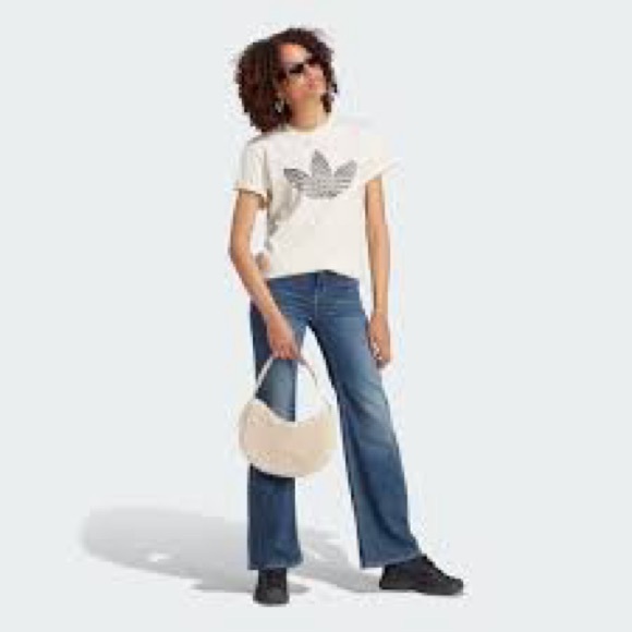 Adidas Women's Monogram Trefoil Tee-White - Picture 4 of 4